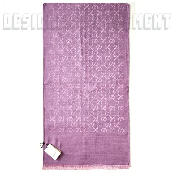 GUCCI Amethyst lilac & pink GGNAT wool & silk 18"x70" shawl Pashmina scarf NWT🎁 - Picture 5 of 10